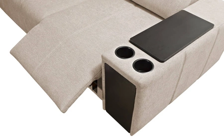 Rohová pohovka s funkcí spaní Tesalia IV Lux hnědá levá stylová rohová pohovka s výsuvnou opěrkou nohou a posuvnou funkcí opěradla