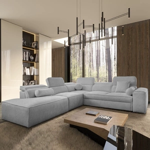 Rohová sedací souprava s funkcí spaní Viano IX světle šedá levá stylová rohová sedací souprava s kontejnery na lůžkoviny ideální kus nábytku do velkého obývacího pokoje