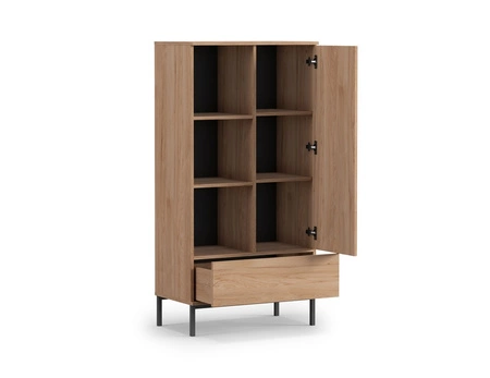 Regál Tutti 70 cm bílý minimalistický design jednoduchá forma nábytku na kovové základně prostorná zásuvka s otevíráním push to open