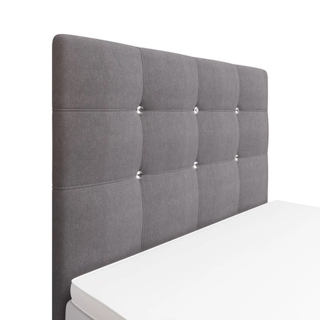 Šedá kontinentální postel Kingston 120x200 v moderním skandinávském stylu s čalouněným čelem s krystaly postel s úložným boxem