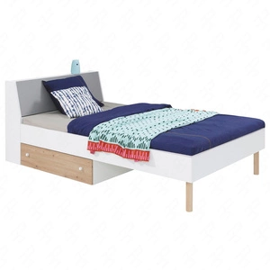 Postel se zásuvkou Beja 90x200 cm bílá / dub artisan / šedá ideální do dětského pokoje a pokoje pro mládež úložný prostor v čele postele