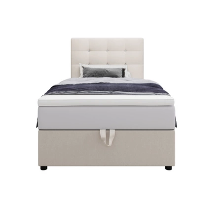 Kingston 100x200 béžová kontinentální postel v moderním skandinávském stylu s čalouněným záhlavím s krystaly postel s úložným boxem