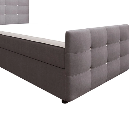 Šedá kontinentální postel Kansas 100x200 v moderním skandinávském stylu s čalouněným čelem a nohama