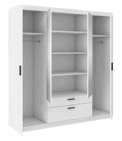 Šatní skříň se zrcadlem Rene 176 cm bílá moderní design a hrany s povrchovou úpravou ABS