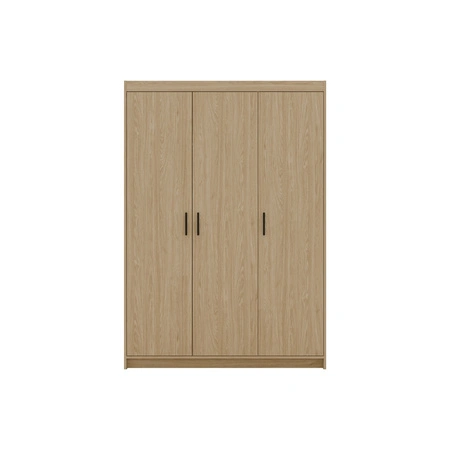 Šatní skříň Rene 133 cm, olejovaný dub Stylová šatní skříň do ložnice s jednoduchým klasickým designem a kontrastními černými úchytkami