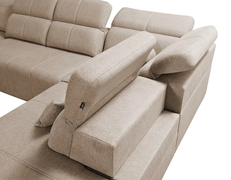 Rohová sedací souprava s funkcí spaní Tesalia V zelená levá pohodlná rohová sedací souprava se zásuvkou a funkcí posuvného opěradla