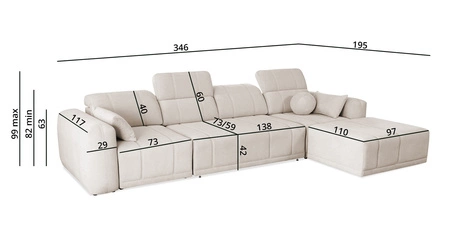 Rohová sedací souprava s funkcí spaní Cetara XII modrá pravá strana stylový design pohodlná posuvná opěradla dvě nádoby na lůžkoviny