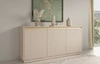 Komoda Imperial 154 cm béžová moderní design elegantní komoda s frézovanými čely a kartáčovanými zlatými úchytkami