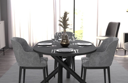 Lyonský stůl 100x138 cm portlandský jasan / černý stylový jídelní stůl na designových pavoučích nohách výškově nastavitelný