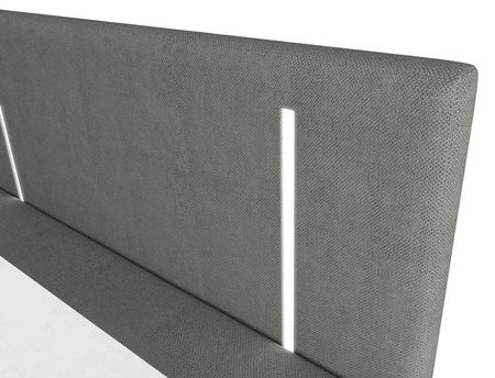 Kontinentální postel Norco 180x200 šedá stylová postel s úložným boxem osvětlení v čele postele dodává jedinečný nádech