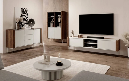 Stylová obývací stěna Tantuni ořech / béžová se zaoblenými předními hranami trendy barvy