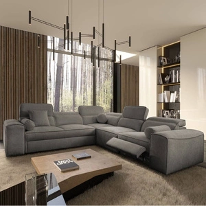 Rohová sedačka s funkcí spaní Viano III Lux šedá pravá moderní rohová sedačka do obývacího pokoje s výsuvnou podnožkou kontejner na ložní prádlo