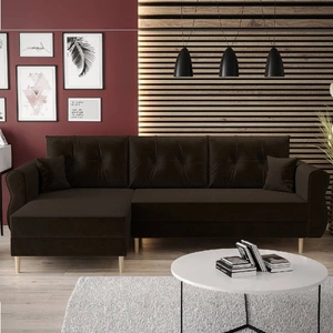 Rohová pohovka s funkcí spaní Wilkins hnědá levá strana stylový a moderní design, který se hodí do každého interiéru