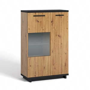 Simi 90 cm skříňka dub artisan / černá minimalistický design klasický tvar ideální komoda do obývacího pokoje nebo zasedací místnosti