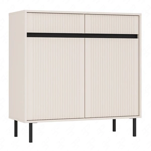 Komoda Osaka 100 cm béžová/černá minimalistický design ideální pro obývací pokoje a ložnice vkusné drážkované čelo