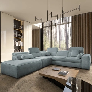 Rohová sedací souprava s funkcí spaní Viano IX šedomodrá levá stylová rohová sedací souprava s kontejnery na lůžkoviny ideální kus nábytku do velkého obývacího pokoje