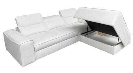 Rohová sedací souprava s funkcí spaní Viano VII šedá pravý roh moderní a stylová s nastavitelnými opěrkami hlavy dekorativní polštáře