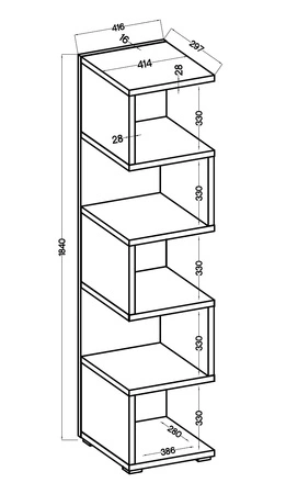 Knihovna Even 42 cm světle šedá ideální knihovna do pracovny nebo pokoje teenagera