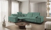 Rohová sedací souprava s funkcí spaní Penejos II Lux zelená levá pohodlná rohová sedací souprava do obývacího pokoje s pohodlným výsuvným podnožníkem