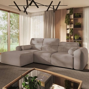 Cantare rohová pohovka s funkcí spaní tmavě béžová levá strana funkční a pohodlná rohová pohovka s moderním designem plyšová látka