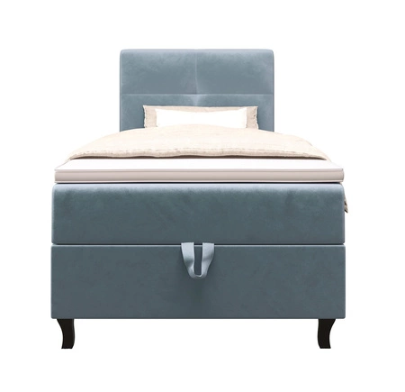 Melba 100x200 tyrkysová kontinentální postel v moderním skandinávském stylu s čalouněným čelem postel s úložným boxem