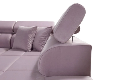 Nausa VI rohová sedačka s funkcí spaní tmavě modrá levá stylová rohová sedačka do obývacího pokoje s pohodlnou povrchovou úpravou měkká sametová látka