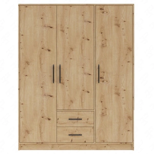 Šatní skříň Caspe 150 cm dubová řemeslná moderní design povrchová úprava ABS a černé úchytky