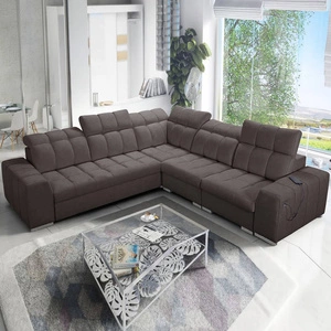 Rohová sedačka s funkcí spaní Luigi III hnědá pravá pohodlná rohová sedačka do obývacího pokoje ideální pro každodenní relaxaci