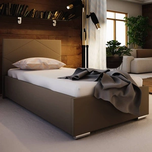 Čalouněná postel Hernani 90x200 tmavě béžová s čelem v moderním stylu ideální do pokoje pro mladé nebo malé ložnice