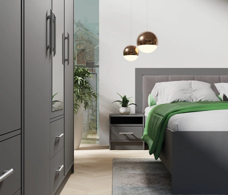 Zrcadlová skříňka Caspe 150 cm antracitový moderní design povrchová úprava ABS a hliníkové úchyty