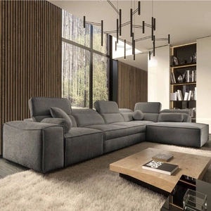 Rohová sedací souprava s funkcí spaní Viano XI šedá pravá strana Módní a stylová rohová sedací souprava s nastavitelnými opěrkami hlavy Dekorativní polštáře