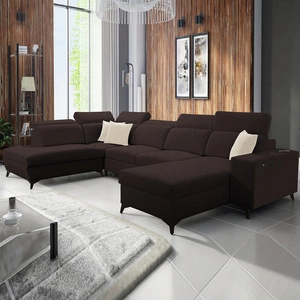 Kelly Elegantní VI rohová pohovka s funkcí spaní hnědá pravá strana moderní designová rohová pohovka do obývacího pokoje s nastavitelnými opěrkami hlavy