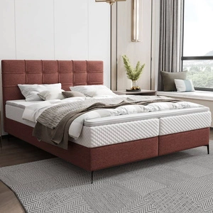 Kontinentální postel Irvine 180x200 cihla Stylová postel s úložným prostorem na lůžkoviny Pohodlné čelo postele potěší svým elegantním designem