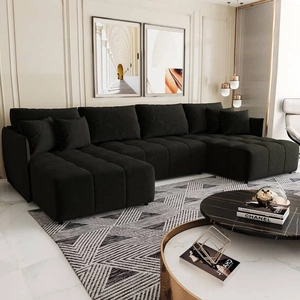 Rohová sedací souprava s funkcí spaní Oroso U grafitový plátěný kontejner měkká sametová tkanina s hydrofobním povrchem dekorativní prošívání