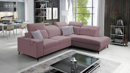 Kelly Sleek VII rozkládací pohovka levandulová růžová pravý oplet pohodlná a funkční rohová rozkládací pohovka do obývacího pokoje
