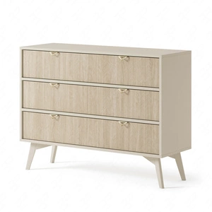Komoda Wald 106 cm béžová / béžová rybí kost vkusný dekor rybí kosti na čelech prostorná komoda ve skandinávském stylu