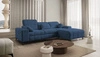 Rohová sedačka s funkcí spaní Penejos modrá pravá elegantní rohová sedačka s úložným prostorem na lůžkoviny pohodlné nastavitelné opěrky hlavy