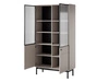 Vitrína Modesta 104 cm béžová elegantní vitrína do obývacího pokoje s minimalistickým designem rýhované tvrzené sklo