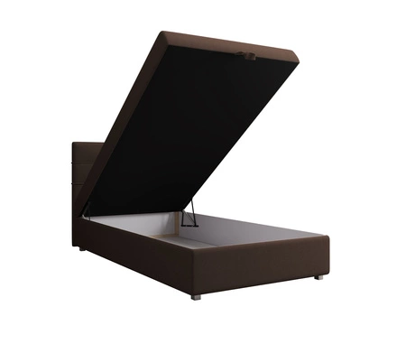 Kontinentální postel Fresno 120x200 hnědá v moderním skandinávském stylu s čalouněným čelem postele s úložným boxem