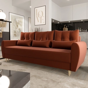 Pohovka s funkcí spaní Rovigo cihlová lehká forma s elegantním charakterem ideální doplněk každého interiéru měkká tkanina