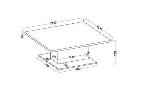 Konferenční stolek Andover dub sonoma světlý moderní design nábytku odolný proti rozlití horní desky