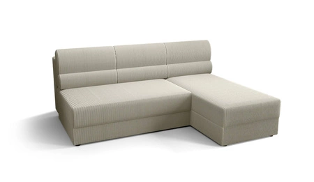 Rohová pohovka s funkcí spaní Fogu slonovinová kost pravostranná rohová pohovka s jednoduchým designem potažená nádobou na lůžkoviny z manšestrové látky