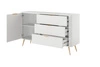 Zásuvková komoda Lante 138 cm bílá elegantní zaoblená komoda na kovovém podstavci se stylovými úchyty