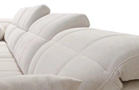 Rohová pohovka s funkcí spaní Penejos XI šedá levá pohodlná rohová pohovka s nastavitelnými opěrkami hlavy a dvěma přihrádkami na lůžkoviny