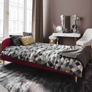 Čalouněná postel Ivrea 90x200 v bordó barvě s moderním čelem ideální do pokoje pro mladé nebo malé ložnice