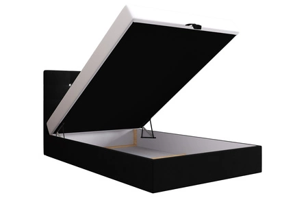 Černá kontinentální postel Kingston 90x200 v moderním skandinávském stylu s čalouněným podhlavníkem s krystaly Postel s úložným boxem