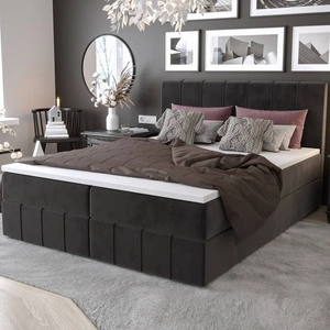 Kontinentální postel Casey 160x200 grafit v moderním skandinávském stylu s výrazným čelem