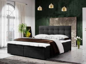 Kontinentální postel Flint 180x200 černá v moderním skandinávském stylu s prošívaným čelem