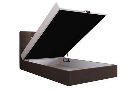 Hnědá kontinentální postel Kingston 120x200 v moderním skandinávském stylu s čalouněným čelem s krystaly postel s úložným boxem