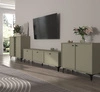 Nábytek Kioto I eukalyptus stylový designový nábytek do obývacího pokoje elegantní nábytek na kovovém černém podstavci decentní úchytky